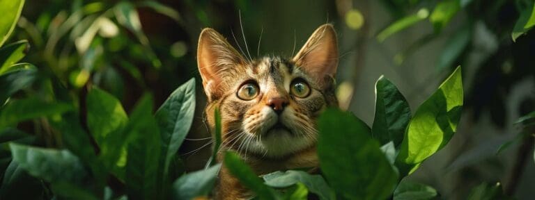 an attentive and vibrant pet gazes up with bright eyes against a backdrop of lush greenery, conveying a sense of vitality and health, symbolizing the importance of proper nutrition and supplements.